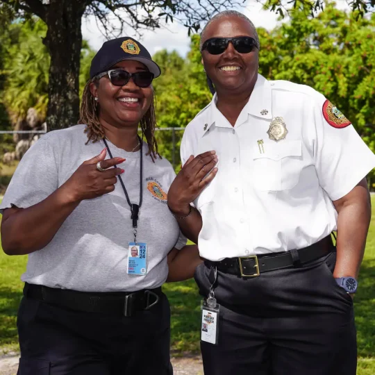 two female firefighters or first responders